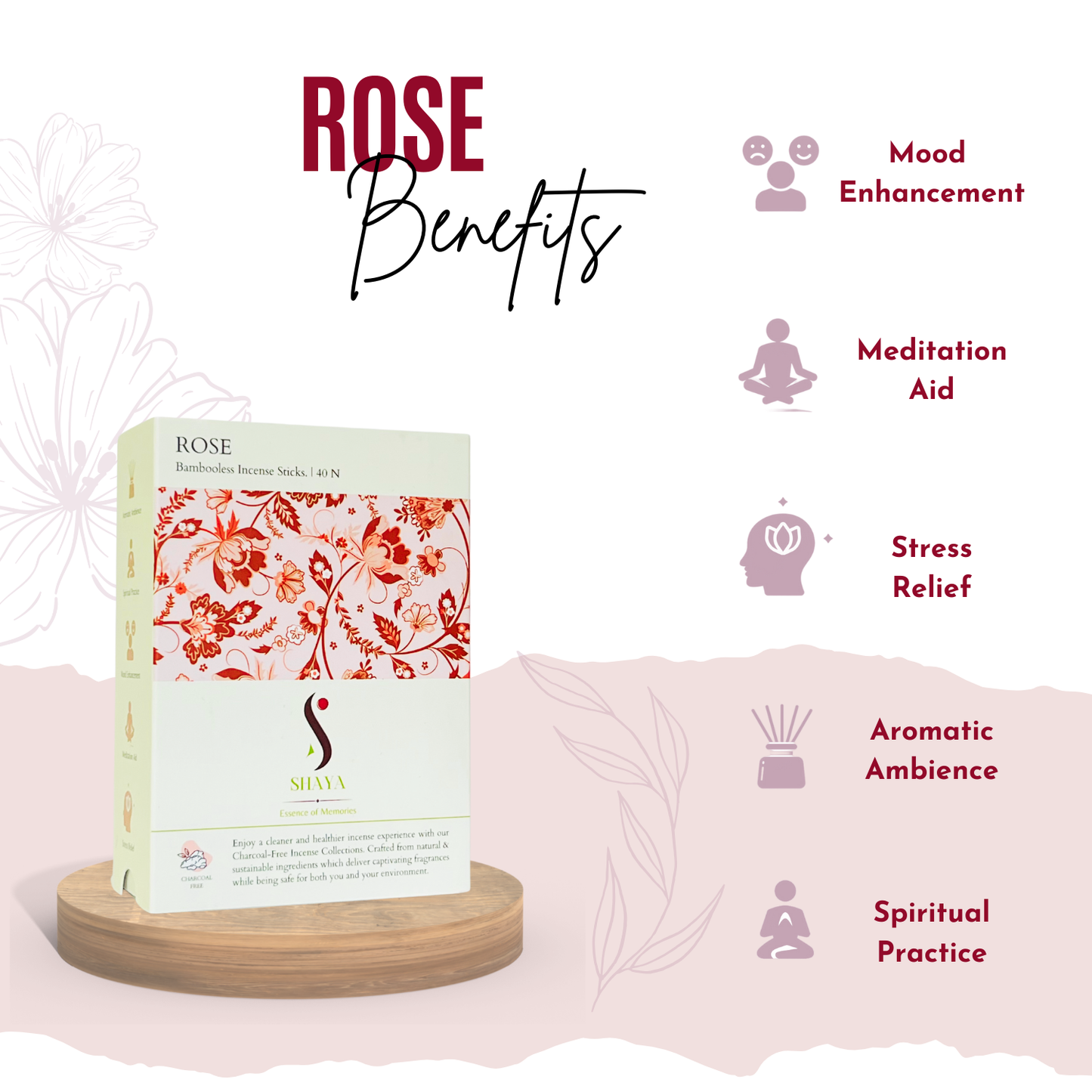 Rose (Gulab) - Luxury Dhoop Sticks - Bambooless