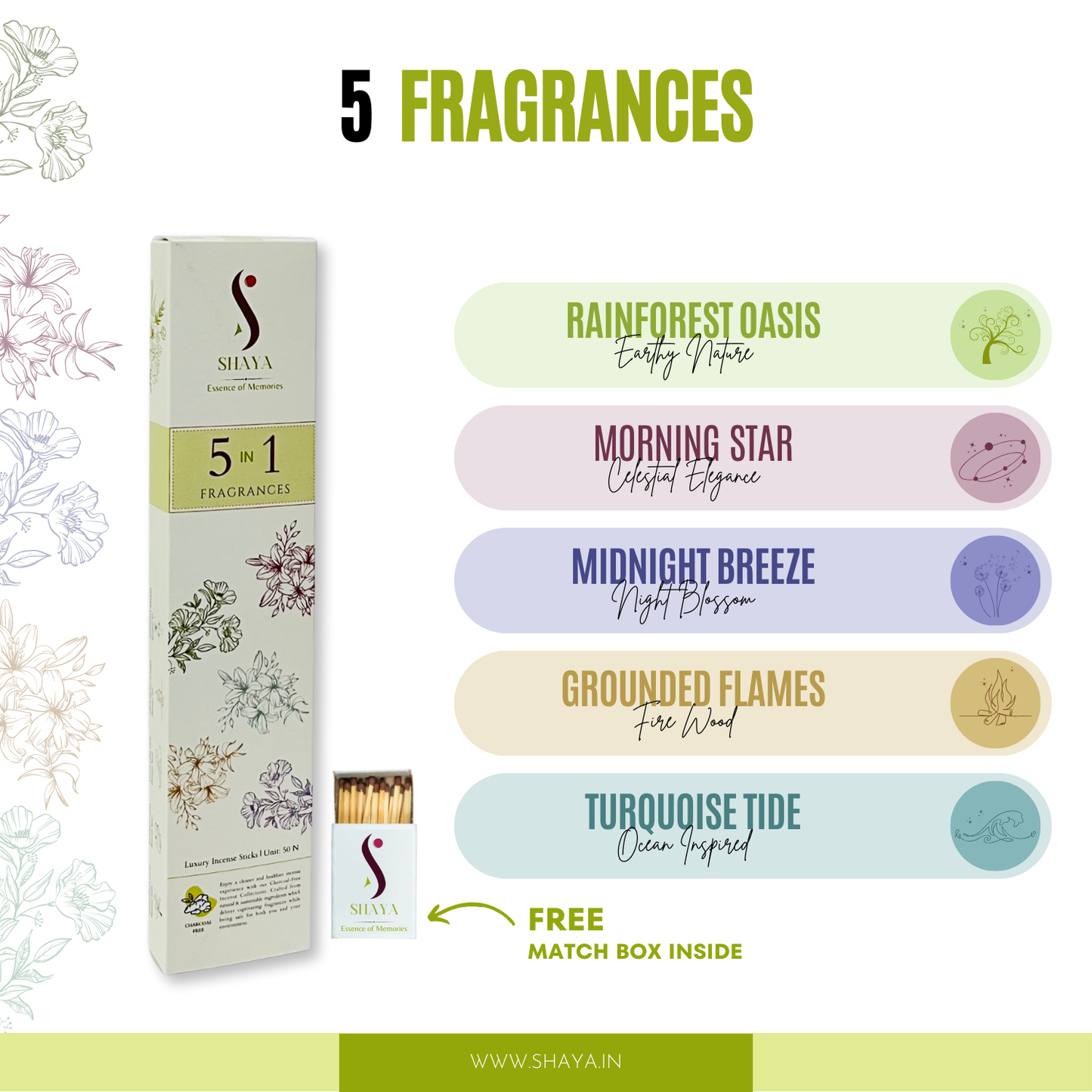 5-in-1 Fragrances | Rainforest Oasis, Midnight Breeze, Grounded Flames, Turquoise Tides & Morning Star